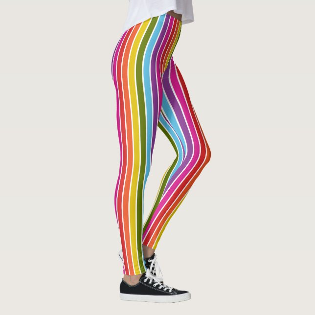 Flerfärgad regnbåge vertikala ränder leggings (Höger)