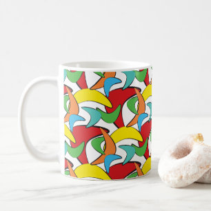 Flerfärgad Retro Boomerang Mönster Kaffemugg