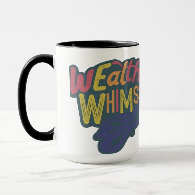 Flerfärgad "rik Whimsy" bokstavsdesign Mugg (Vänster)