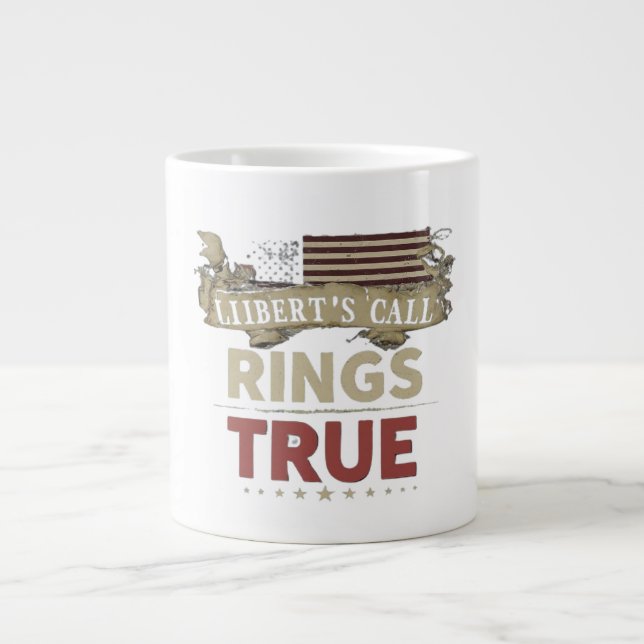 Flerfärgad "Rings True" text tryckt Jumbo Mugg (Framsidan)