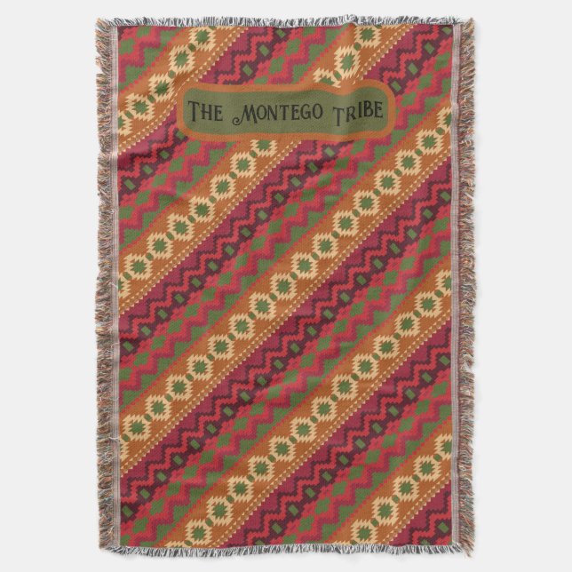 Flerfärgad röd Aztec-design Filt (Framsidan Vertikal)