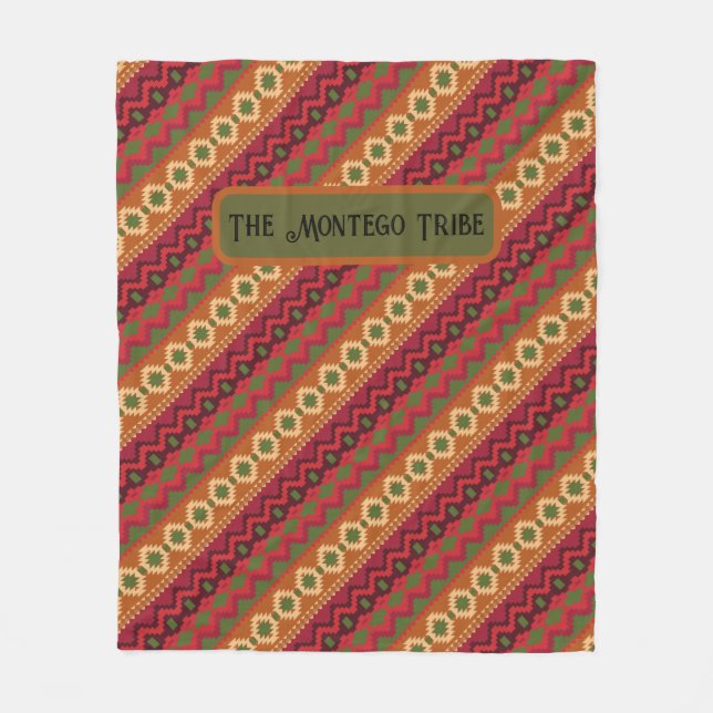 Flerfärgad röd Aztec-design Fleecefilt (Framsidan)