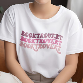 Flerfärgad Rosa Retro Booktrovert Bok Älskare T Shirt