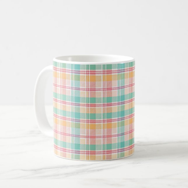 Flerfärgad rutig pläd kaffemugg (Framsida vänster)