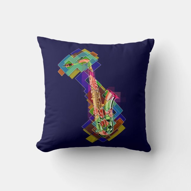 Flerfärgad saxofon kudde (Framsida)