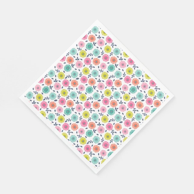 flerfärgad söt blommig mönster pappersservett (Hörn)