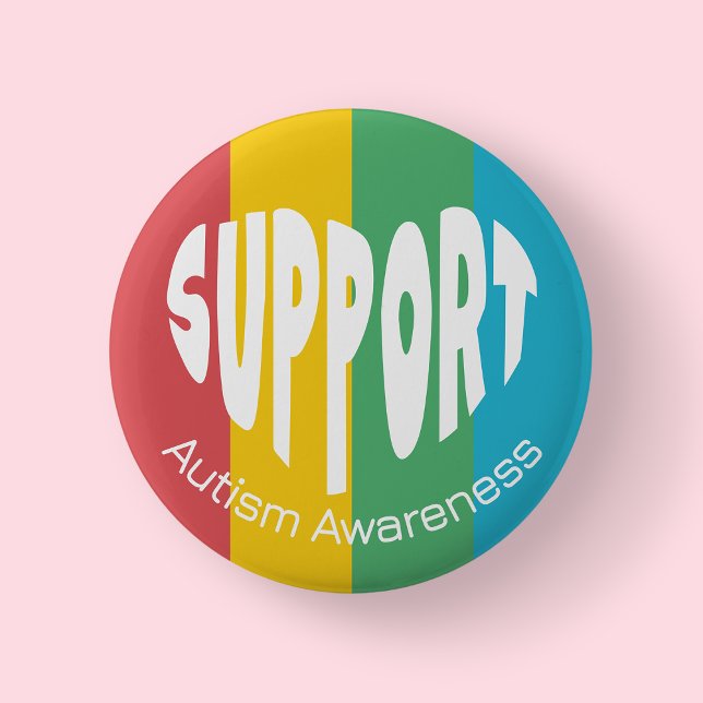 Flerfärgad stöd autism medvetenhet knapp (Autism Awareness Month)