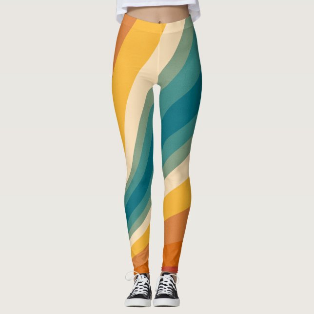 Flerfärgad strimlad leggings (Framsida)