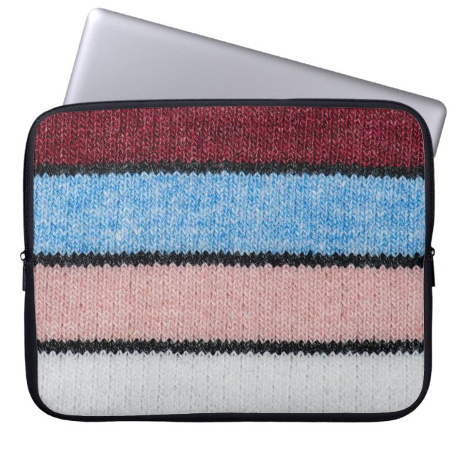 Flerfärgad, strimlad ull: Fabric Struktur. Laptop Fodral (Framsidan)