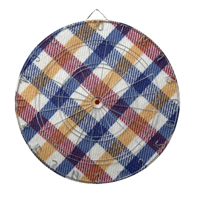 Flerfärgad Tartan Mönster Darttavla (Framsidan)