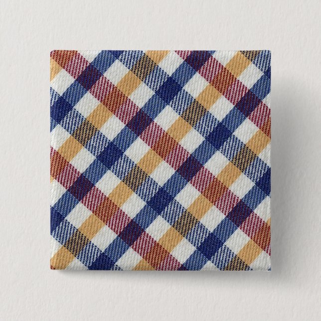Flerfärgad Tartan Mönster Knapp (Framsida)