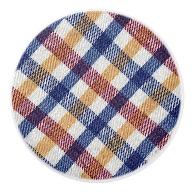 Flerfärgad Tartan Mönster Knopp (Framsidan)