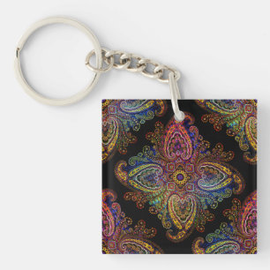 Flerfärgad vacker paisley på svart
