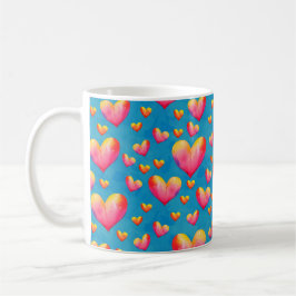 Flerfärgad Vattenfärg Hjärtan Kaffe Mugg