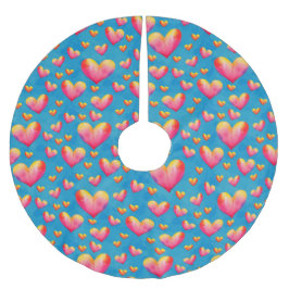 Flerfärgad Vattenfärg Hjärtan Trädskört Julgransmatta Borstad Polyester