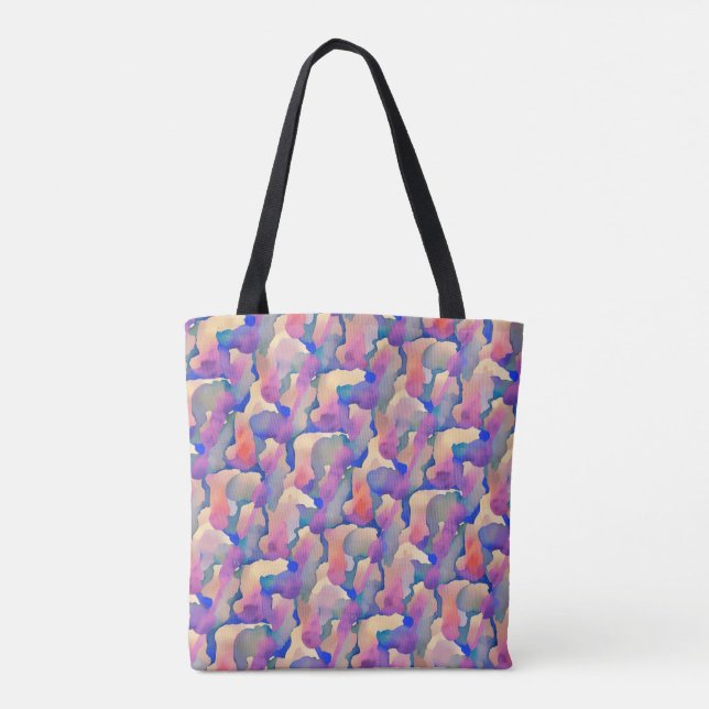 Flerfärgad vattenfärg Mönster - Tote Bag Tygkasse (Baksida)