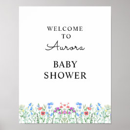 Flerfärgad vildblomma baby shower firande poster
