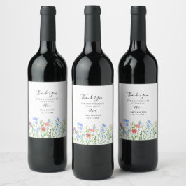 Flerfärgad vildblomma baby shower firande vinflaska etikett