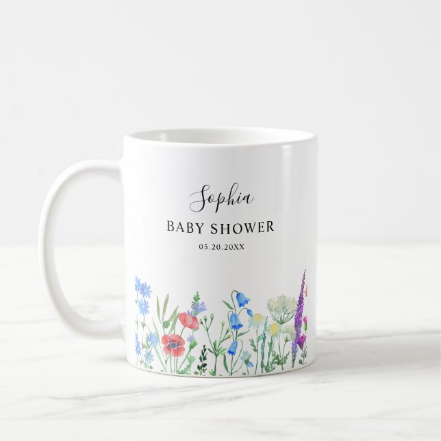 Flerfärgad Vildblomma Barnkalas Firande Kaffemugg (Vänster)