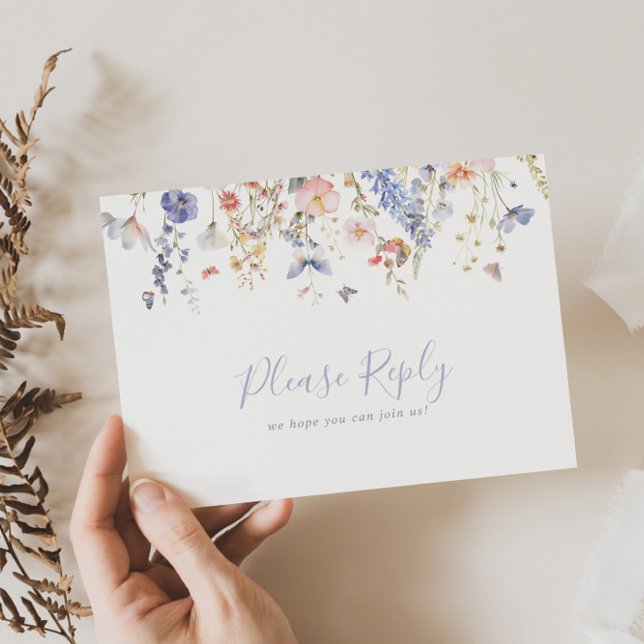 Flerfärgad vildblomma menyval RSVP vykort (Skapare uppladdad)