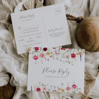 Flerfärgad vildblomma menyval RSVP vykort