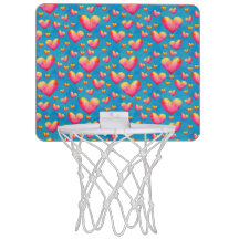 Flerfärgade akvarellhjärtan basketbollkorg