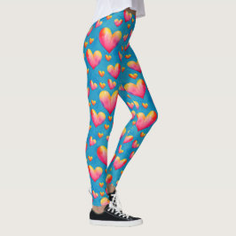 Flerfärgade akvarellhjärtan Leggings