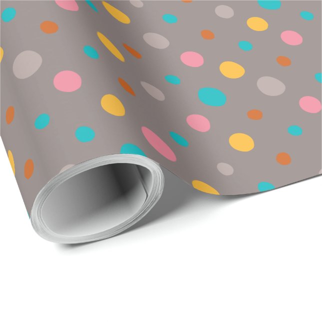 Flerfärgade akvarellprickar 3 presentpapper (Rullad Hörn)