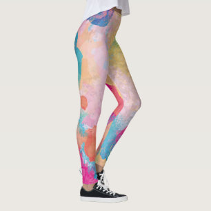 Flerfärgade akvarellstänk leggings