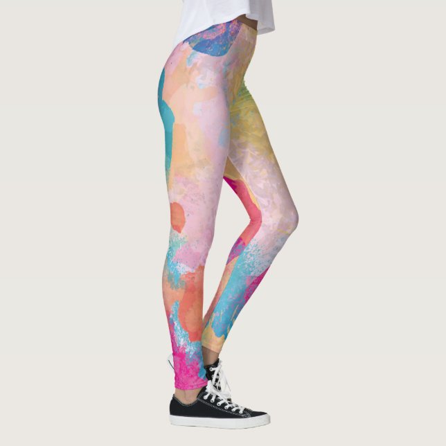 Flerfärgade akvarellstänk leggings (Höger)