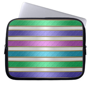 Flerfärgade band ränder i rosa blått lila laptop sleeve