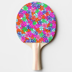 Flerfärgade blommor, Blommönster, dubbelsidig utsk Pingisracket