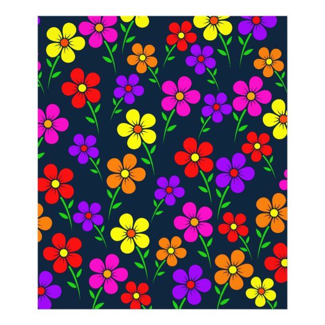 Flerfärgade blommor Blommönster Fototryck (Framsidan)