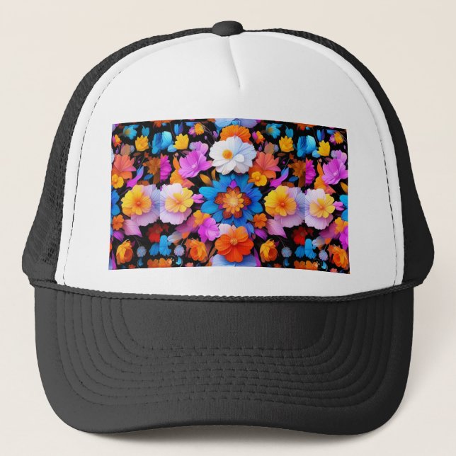 Flerfärgade blommor Mönster-68577 Keps (Framsida)