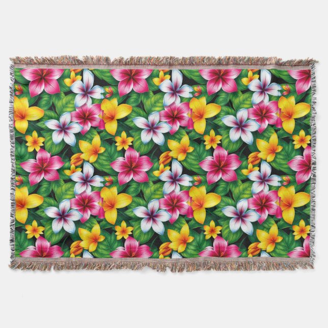 Flerfärgade blommor och Löv Mönster-57577 Filt (Framsidan)