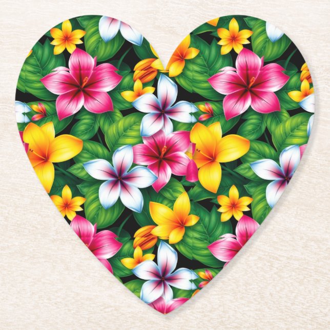 Flerfärgade blommor och Löv Mönster-57577 Underlägg Papper (Framsida)
