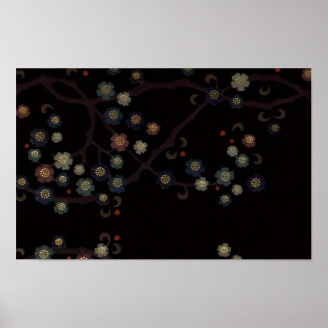 Flerfärgade blommor på svart poster (Framsidan)