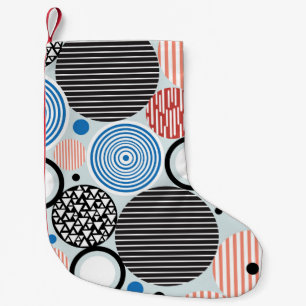 Flerfärgade cirklar, grafik mönster-design. liten julstrumpa