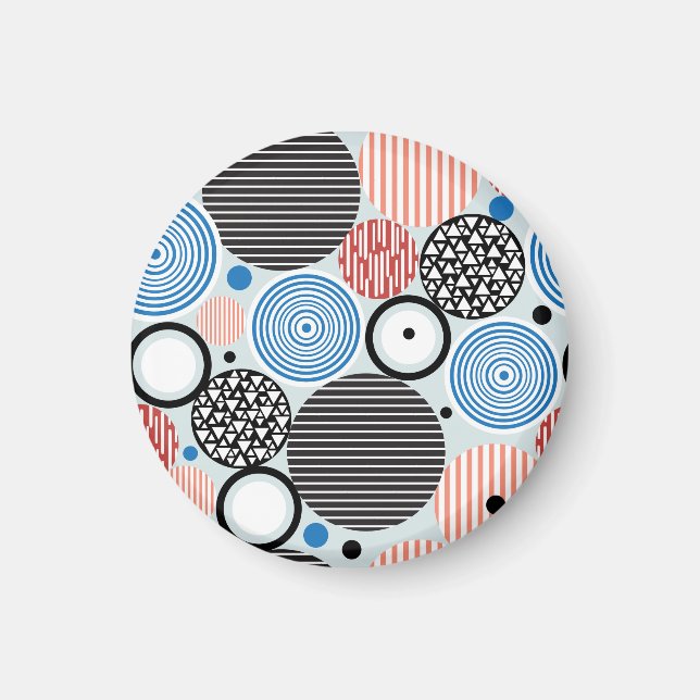 Flerfärgade cirklar, grafik mönster-design. magnet (Framsidan)