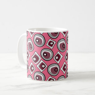 Flerfärgade cirklar och ringar retro sextio kaffemugg