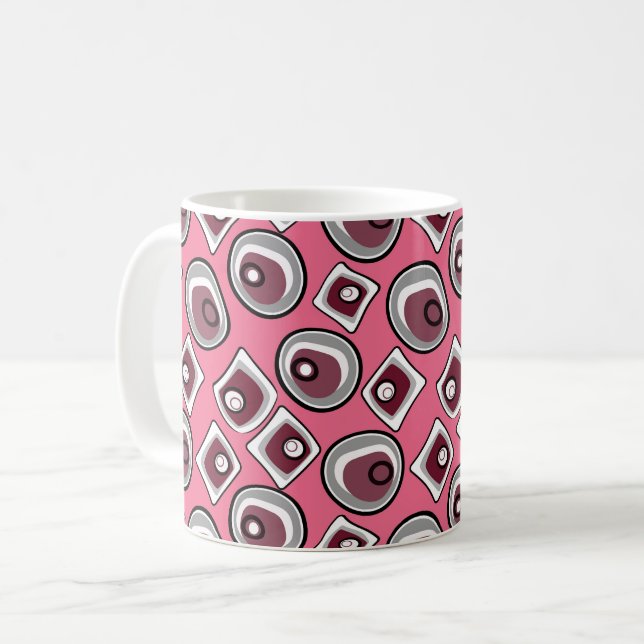 Flerfärgade cirklar och ringar retro sextio kaffemugg (Framsida vänster)