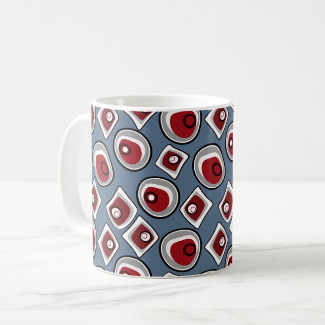 Flerfärgade cirklar och ringar retro sextio kaffemugg (Framsida vänster)
