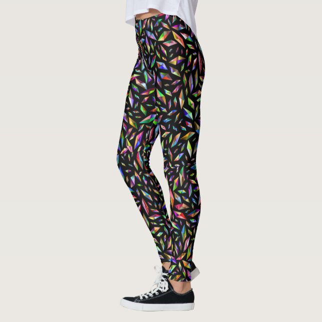 Flerfärgade diamädelstenar på svart leggings (Vänster)