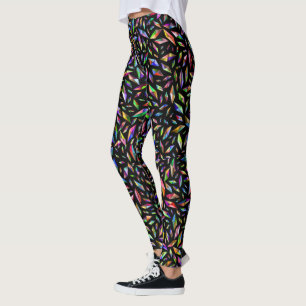 Flerfärgade diamondädelstenar på svart leggings