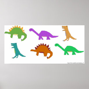 Flerfärgade dinosaurier poster