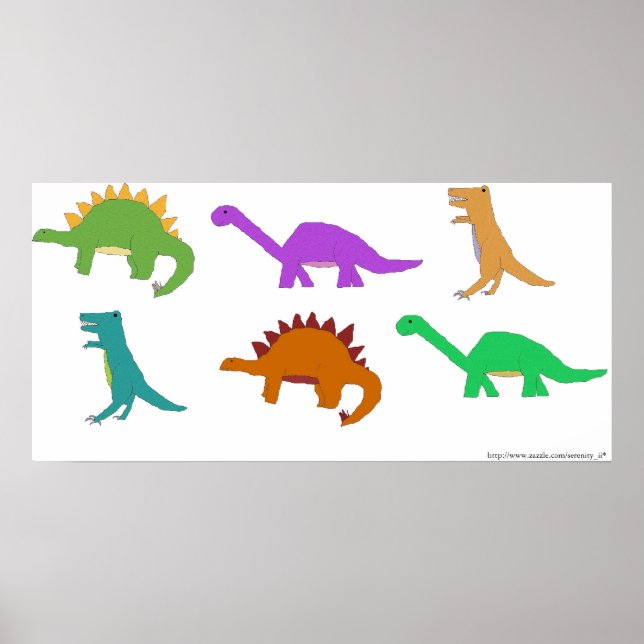 Flerfärgade dinosaurier poster (Framsidan)