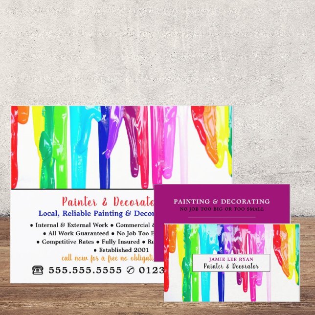 Flerfärgade färgdrivrutiner, målarfärg och dekorat visitkort (Skapare uppladdad)