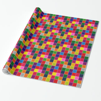 Flerfärgade fyrkanter och Rand Girly Presentpapper