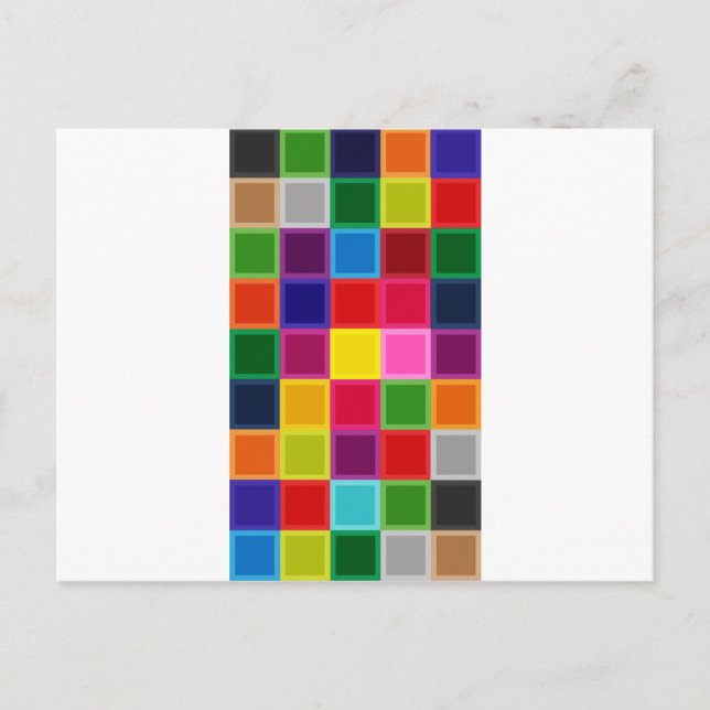 Flerfärgade fyrkanter och Rand Girly Vykort (Framsida)