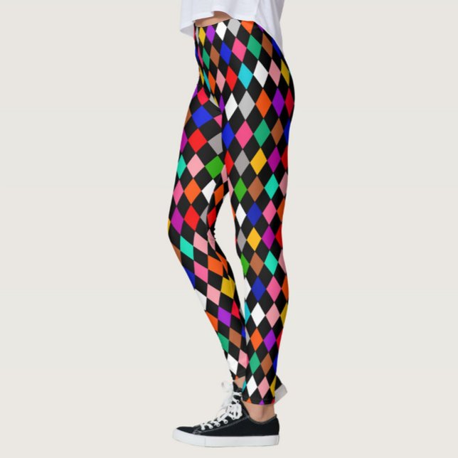 Flerfärgade Harlequin Diamonds Mönster-design Leggings (Skapare uppladdad)